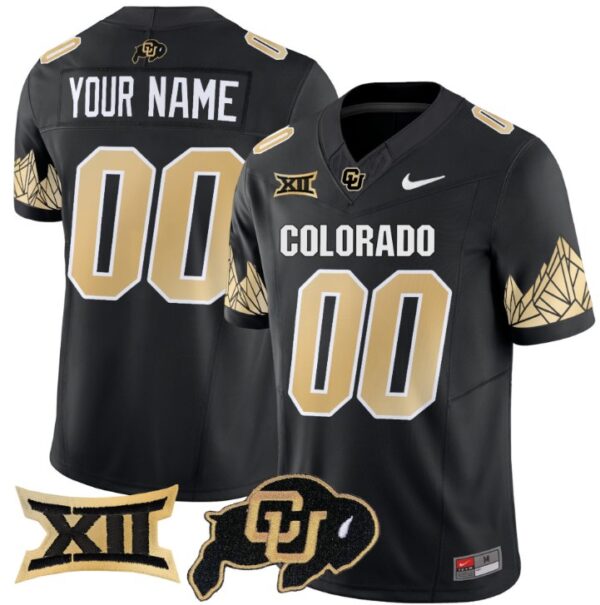 Men's Custom Colorado Buffaloes Jersey Name, Number Vapor Big 12 XII Patch Black