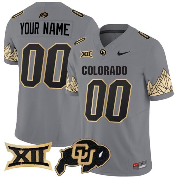 Men's Custom Colorado Buffaloes Jersey Name, Number Vapor Big 12 XII Patch Gray