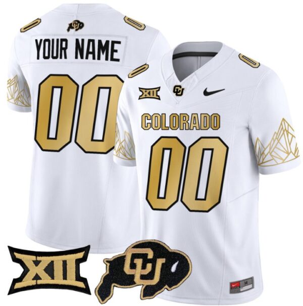 Men's Custom Colorado Buffaloes Jersey Name, Number Vapor Big 12 XII Patch White Limited