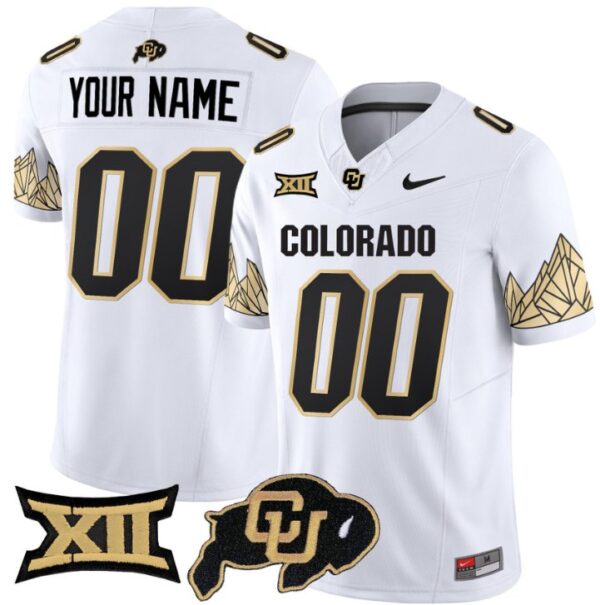 Men's Custom Colorado Buffaloes Jersey Name, Number Vapor Big 12 XII Patch White