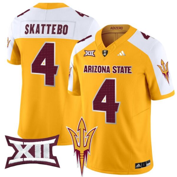 Men's Cam Skattebo Jersey #4 Arizona State Sun Devils 2024 Vapor Limited Gold Alternate
