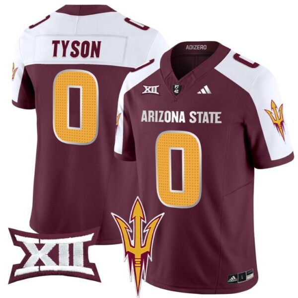 Men's Jordyn Tyson Jersey #0 Arizona State Sun Devils 2024 Vapor Limited Maroon Alternate