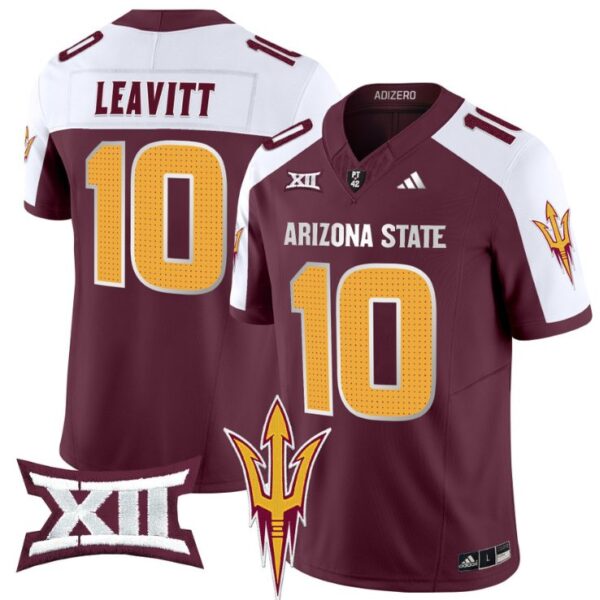 Men's Sam Leavitt Jersey #10 Arizona State Sun Devils 2024 Vapor Limited Maroon Alternate