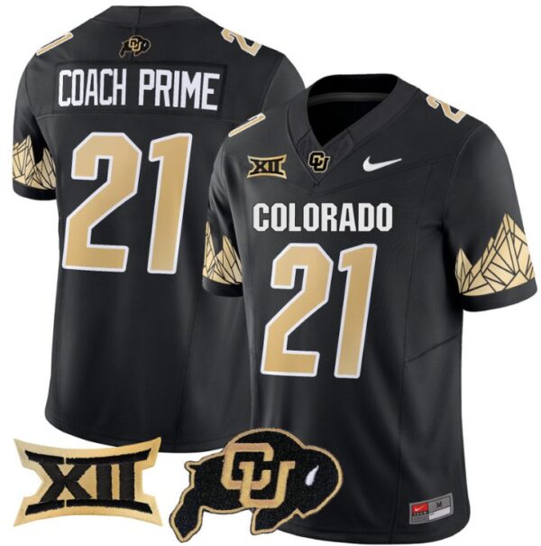 Men's Coach Prime Jersey #21 Colorado Buffaloes Vapor Limited Football Black