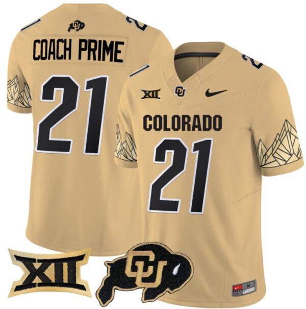 Men's Coach Prime Jersey #21 Colorado Buffaloes Vapor Limited Football Gold