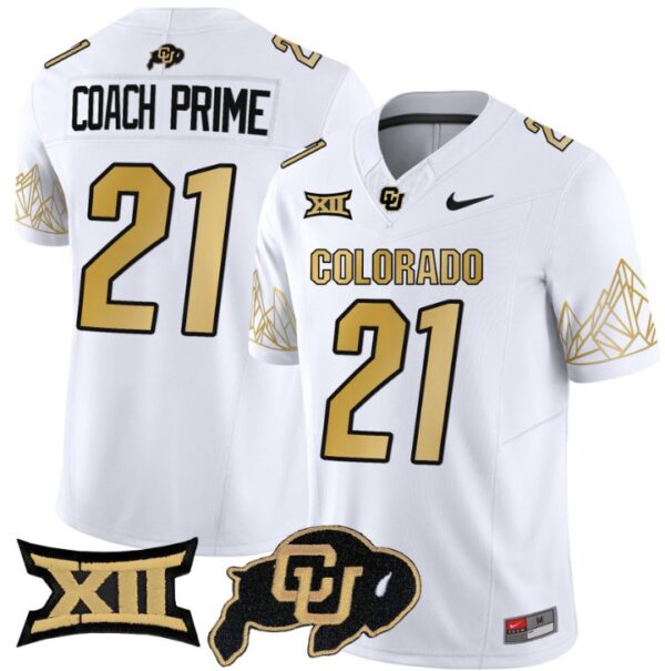 Men's Coach Prime Jersey #21 Colorado Buffaloes Vapor Limited Football White Limited