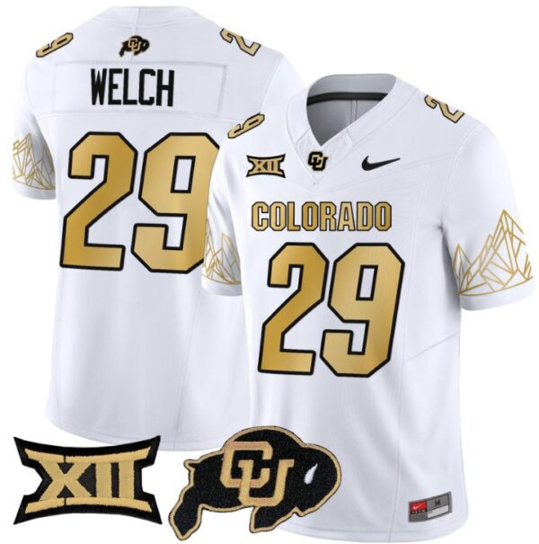 Men's Micah Welch Jersey #29 Colorado Buffaloes Vapor Limited Football White Limited