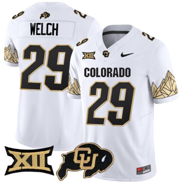 Men's Micah Welch Jersey #29 Colorado Buffaloes Vapor Limited Football White