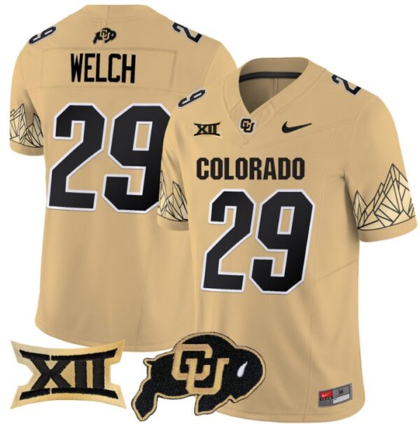 Men's Micah Welch Jersey #29 Colorado Buffaloes Vapor Limited Football Gold