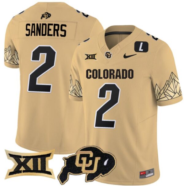 Men's Shedeur Sanders Jersey #2 Colorado Buffaloes Vapor Limited Football Gold