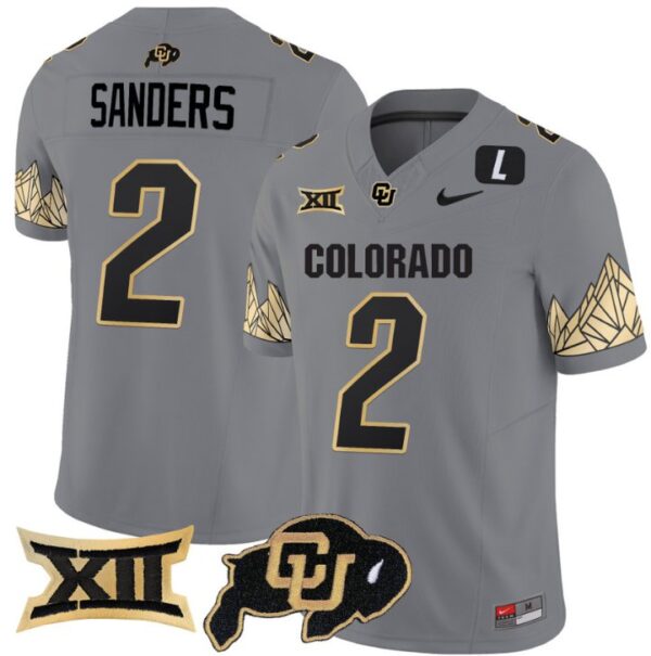 Men's Shedeur Sanders Jersey #2 Colorado Buffaloes Vapor Limited Football Gray