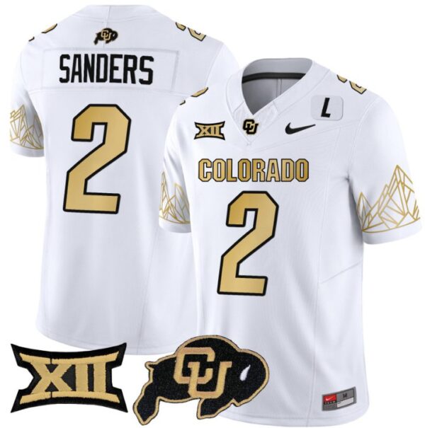 Men's Shedeur Sanders Jersey #2 Colorado Buffaloes Vapor Limited Football White Limited