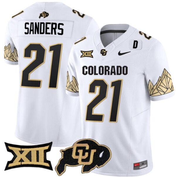 Men's Shilo Sanders Jersey #21 Colorado Buffaloes Vapor Limited Football White