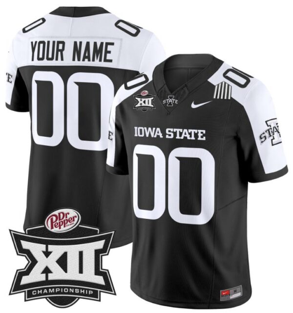 Men's Custom Iowa State Jersey Name and Number 2024 Championship Patch Black Alternate