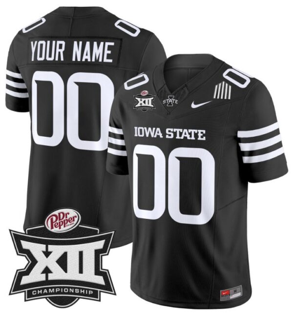Men's Custom Iowa State Jersey Name and Number 2024 Championship Patch Black