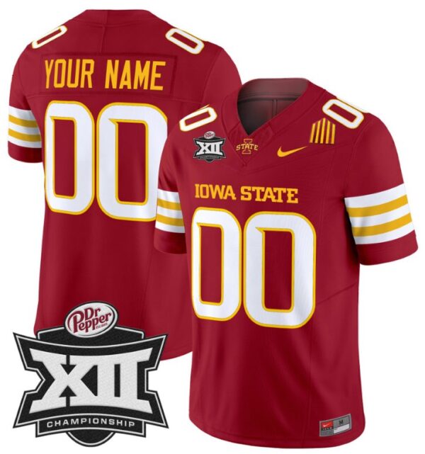 Men's Custom Iowa State Jersey Name and Number 2024 Championship Patch Cardinal
