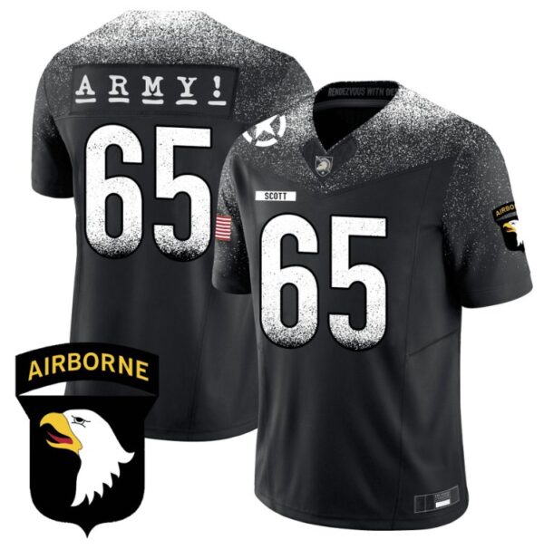 Men's Lucas Scott Jersey #65 Army Black Knights 101st Airborne Division Honoring Black