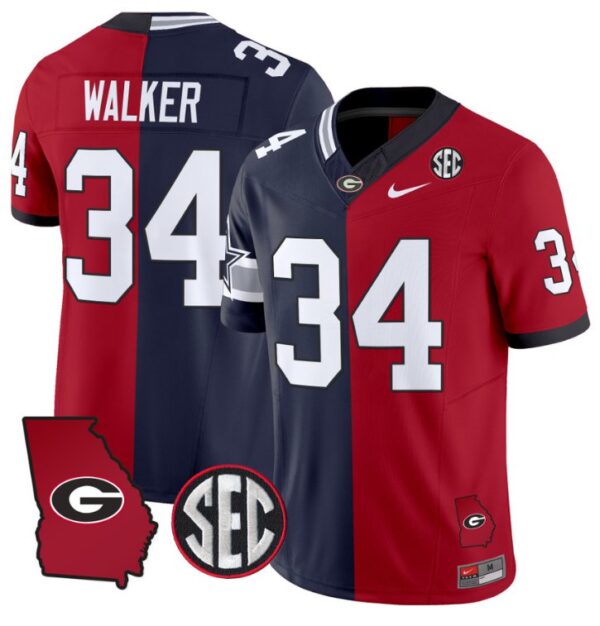 Men's Herschel Walker Jersey #34 Georgia Bulldogs Split Vapor Limited Football Stiched