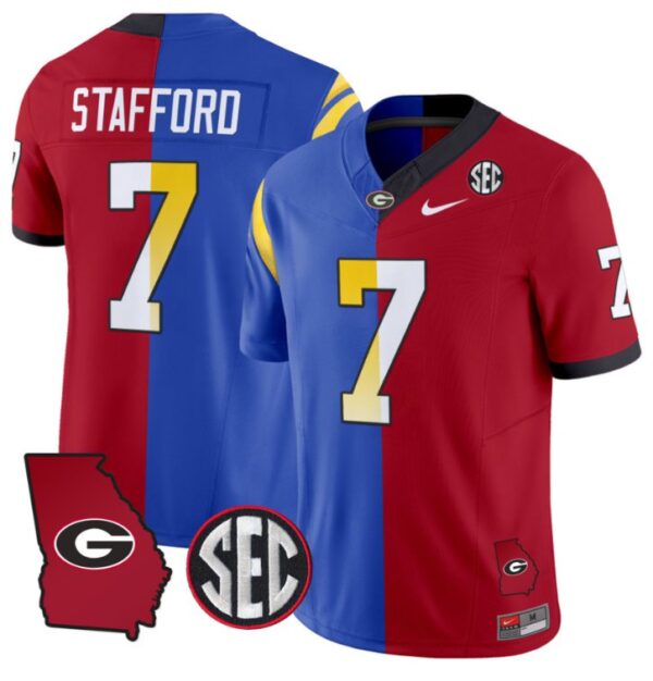Men's Matthew Stafford Jersey #7 Georgia Bulldogs Split Vapor Limited Football Stiched