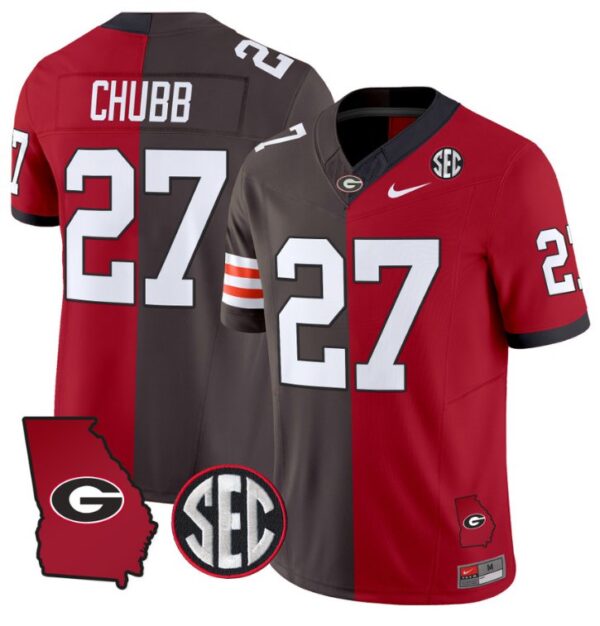 Men's Nick Chubb Jersey #27 Georgia Bulldogs Split Vapor Limited Football Stiched