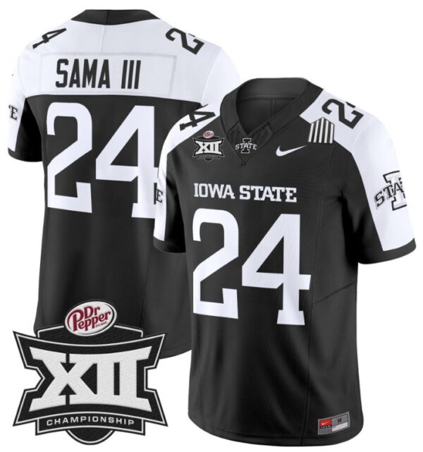 Men's Abu Sama III Jersey #24 Iowa State 2024 Championship Patch Vapor Black Alternate