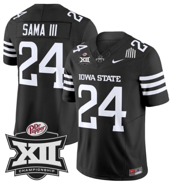 Men's Abu Sama III Jersey #24 Iowa State 2024 Championship Patch Vapor Black