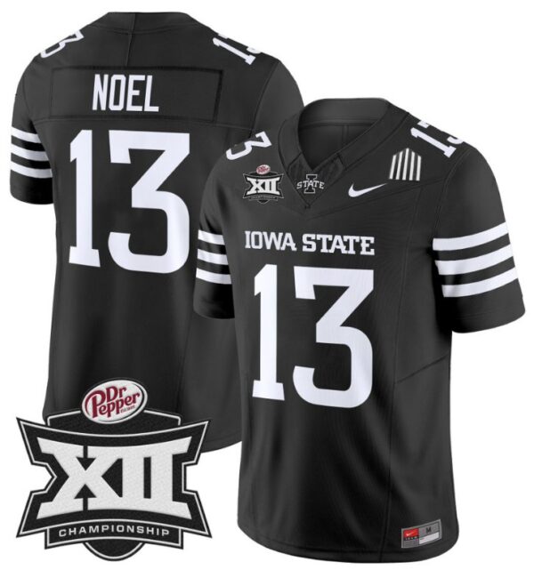 Men's Jaylin Noel Jersey #13 Iowa State 2024 Championship Patch Vapor Black