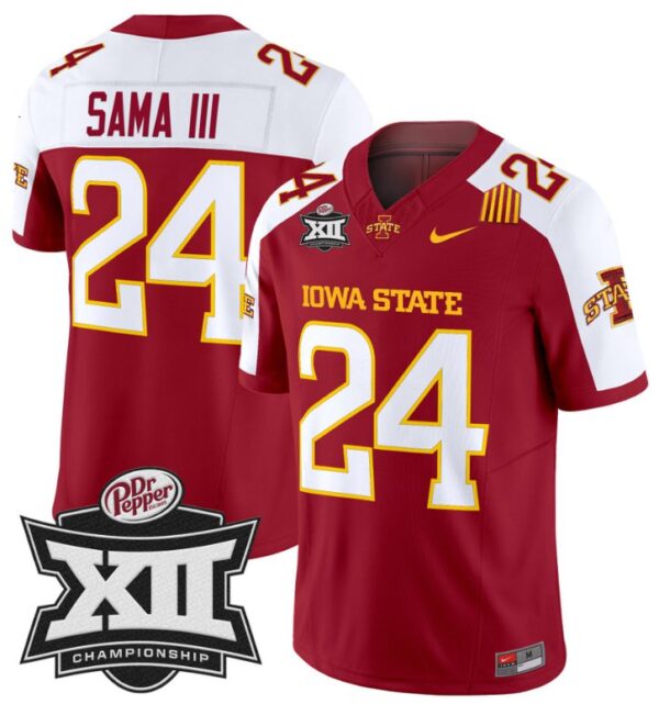 Men's Abu Sama III Jersey #24 Iowa State 2024 Championship Patch Vapor Cardinal Alternate