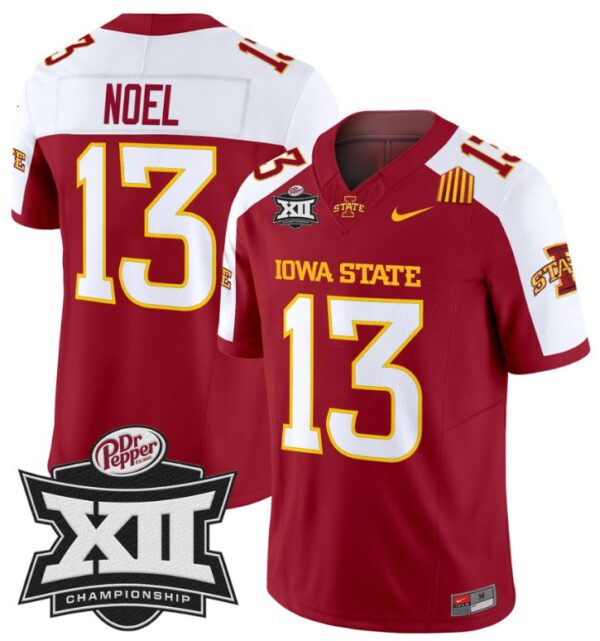 Men's Jaylin Noel Jersey #13 Iowa State 2024 Championship Patch Vapor Cardinal Alterante