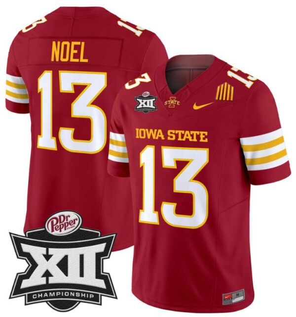 Men's Jaylin Noel Jersey #13 Iowa State 2024 Championship Patch Vapor Cardinal