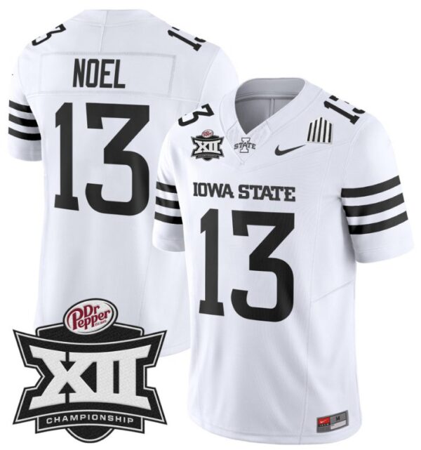 Men's Jaylin Noel Jersey #13 Iowa State 2024 Championship Patch Vapor White Limited