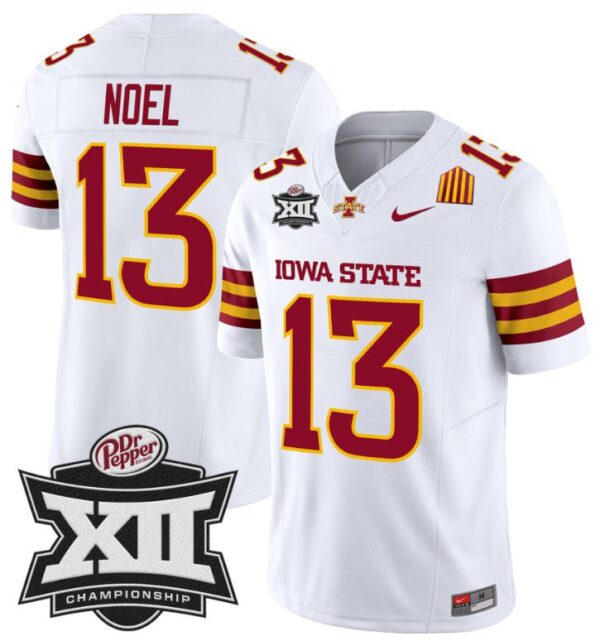 Men's Jaylin Noel Jersey #13 Iowa State 2024 Championship Patch Vapor White