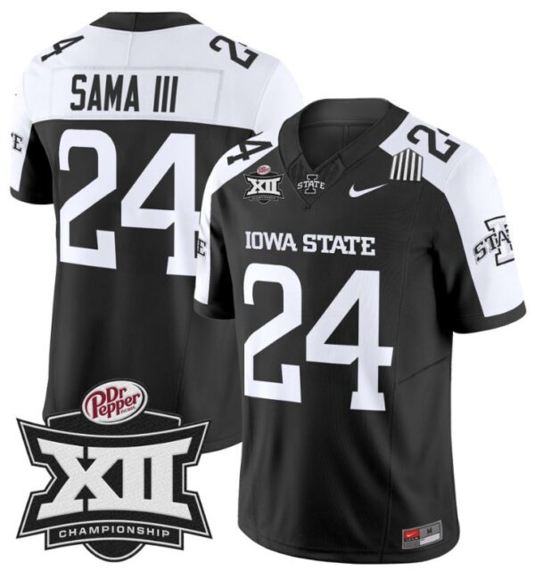 Men's Abu Sama III Jersey #24 Iowa State 2024 Championship Patch Vapor Black Alternate