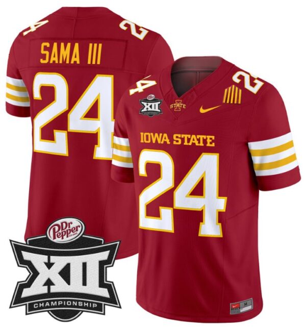 Men's Abu Sama III Jersey #24 Iowa State 2024 Championship Patch Vapor Cardinal