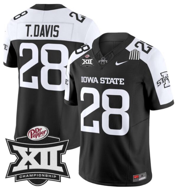 Men's Troy Davis Jersey #28 Iowa State 2024 Championship Patch Vapor Black Alternate