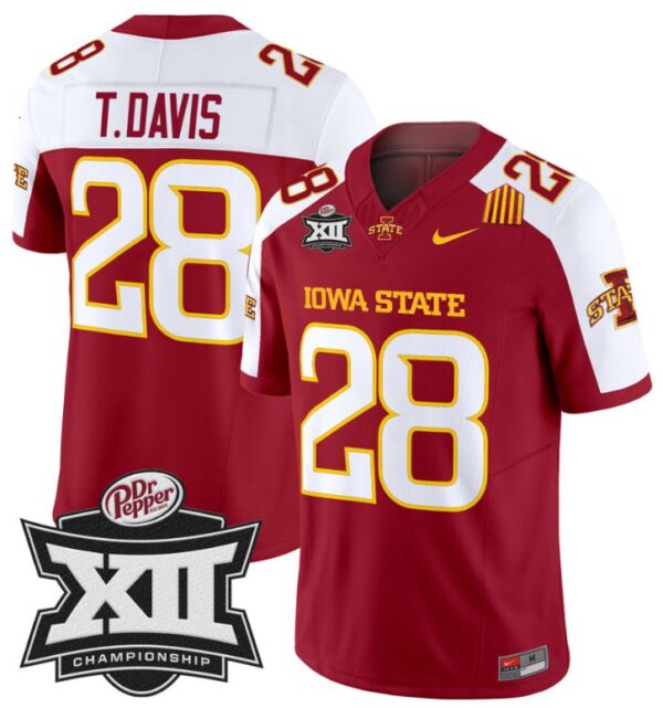 Men's Troy Davis Jersey #28 Iowa State 2024 Championship Patch Vapor Cardinal Alternate