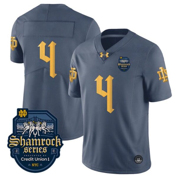 Men's Jeremiyah Love Jersey #4 No Name Notre Dame Fighting Irish 2024 Shamrock