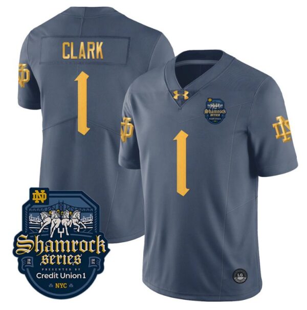 Men's Jordan Clark Jersey #1 With Name Notre Dame Fighting Irish 2024 Shamrock