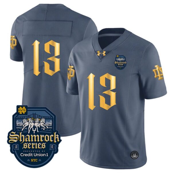Men's Riley Leonard Jersey #13 No Name Notre Dame Fighting Irish 2024 Shamrock Stiched
