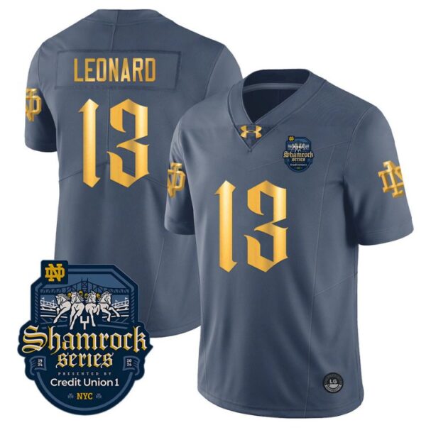 Men's Riley Leonard Jersey #13 With Name Notre Dame Fighting Irish 2024 Shamrock
