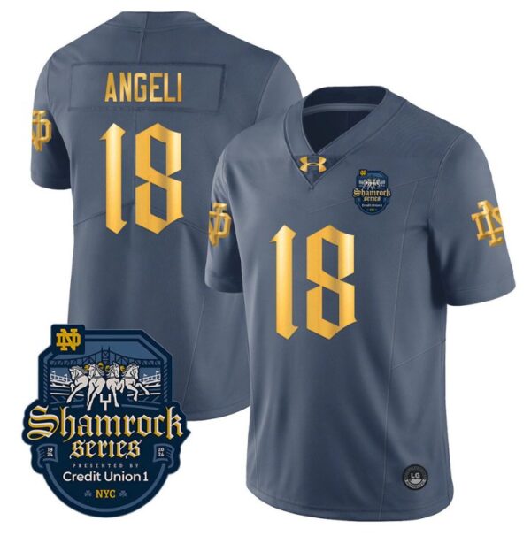 Men's Steve Angeli Jersey #18 With Name Notre Dame Fighting Irish 2024 Shamrock