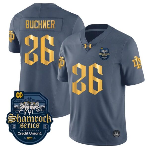 Men's Tyler Buchner Jersey #26 With Name Notre Dame Fighting Irish 2024 Shamrock