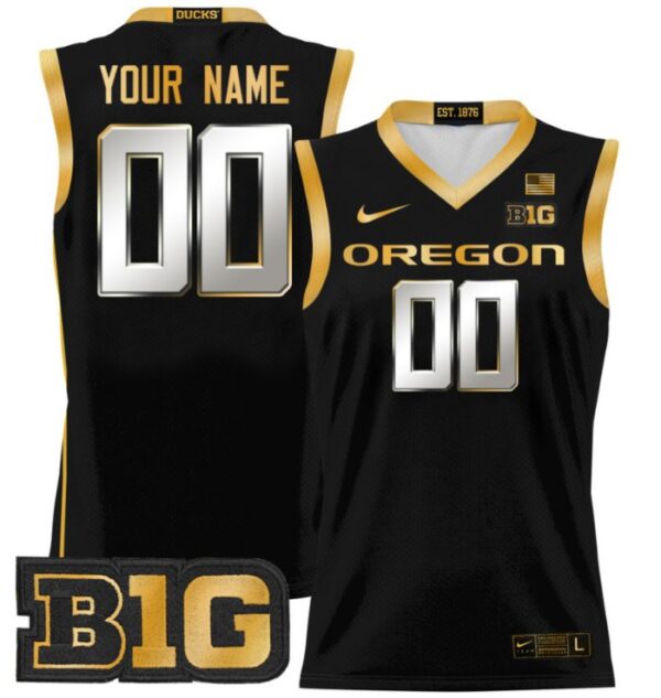 Men's Custom Oregon Ducks Jersey 2024 Lightweight Basketball Black Gold