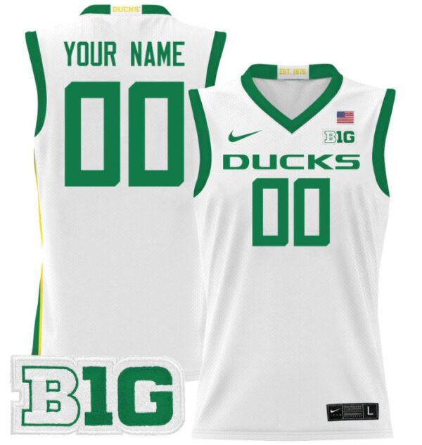 Men's Custom Oregon Ducks Jersey 2024 Lightweight Basketball White