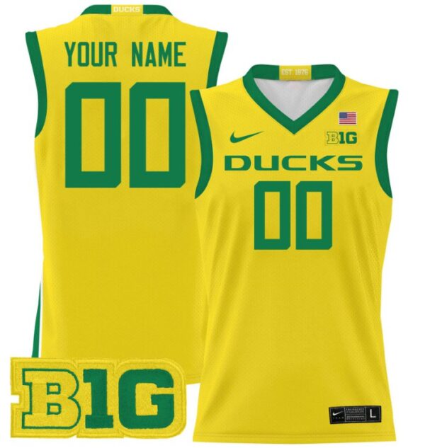 Men's Custom Oregon Ducks Jersey 2024 Lightweight Basketball Yellow