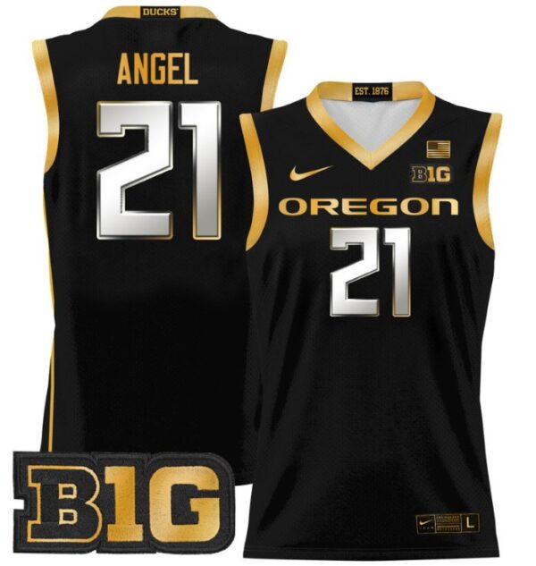 Men's Brandon Angel Jersey #21 Oregon Ducks 2024 Lightweight Basketball Black Gold