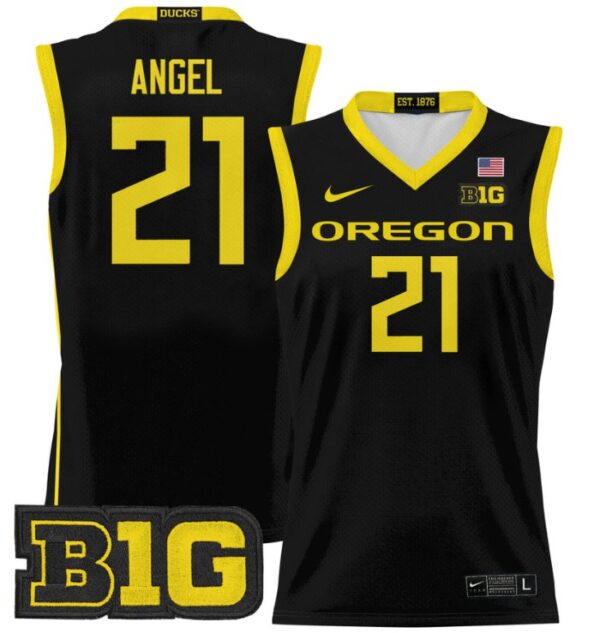 Men's Brandon Angel Jersey #21 Oregon Ducks 2024 Lightweight Basketball Black