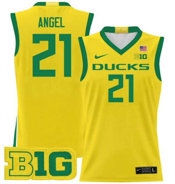 Men's Brandon Angel Jersey #21 Oregon Ducks 2024 Lightweight Basketball Yellow