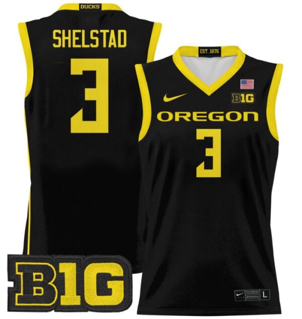 Men's Jackson Shelstad Jersey #3 Oregon Ducks 2024 Lightweight Basketball Black
