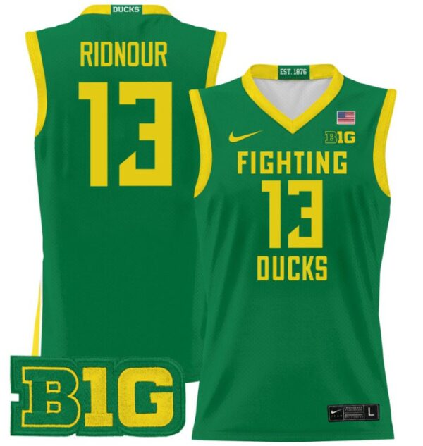 Men's Luke Ridnour Jersey #13 Oregon Ducks 2024 Lightweight Basketball Green